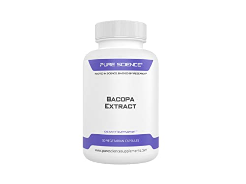 Pure Science Bacopa Monnieri Extract 600mg (S.E. 50% Bacosides 320mg & Bacopa Monnieri Powder 280mg) – Improves Memory and Attention, Promotes Relaxation - Non Gluten - 50 Vegetarian Capsules
