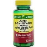 Spring Valley Acetyl L-Carnitine HCl Alpha Lipoic Acid Dietary Supplement Capsules, 50 Count (2 Pack)