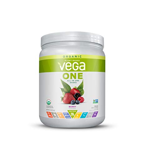 Vega One Organic, Berry, Meal Replacement Protein Powder, Vegan, Plant Based, Superfood, Vitamins, Probiotics, Dairy Free, Gluten Free, Pea Protein for Women and Men, 12.1 Ounces (9 Servings)