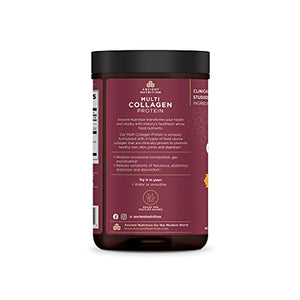 Collagen Powder Protein by Ancient Nutrition, Multi Collagen Protein Gut Restore, Lemon Ginger, Apple Cider Vinegar, Vitamin C, Hydrolyzed Collagen Peptides for Healthy Hair and Nails,8.4 oz.