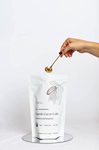 TUSOL Organic Cacao + Ashwagandha Latte Mix - Supports Metabolism, Immunity, and Cellular Health - for Stress and Inflammation - Vegan and Gluten-Free