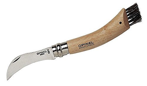 Opinel Stainless Steel Folding Mushroom Hunting Knife with Beechwood Handle