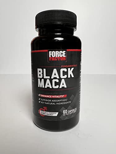 Black Maca Root Vitality Supplement for Men with Superior Absorption and Power, Natural Maca Negra Extract, Fundamentals Series, 1000mg, Force Factor, 120 Capsules (2-Pack)