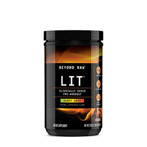 Beyond Raw LIT Pre Workout Powder Energy Drink | Gummy Worm | 60 Servings | Contains Caffeine, Creatine, L-Citruline, and Beta-Alanine | Nitrix Oxide and Preworkout Supplement