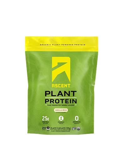 Ascent Organic Plant Based Protein Powder - Vanilla - 20 Servings