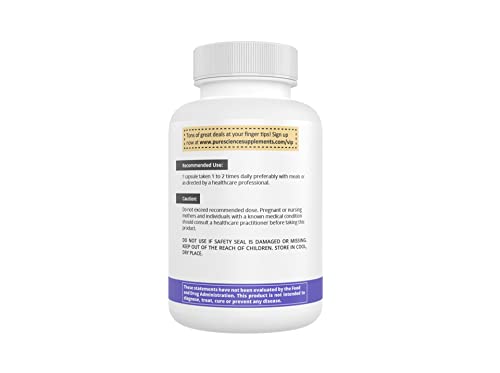 Pure Science Bacopa Monnieri Extract 600mg (S.E. 50% Bacosides 320mg & Bacopa Monnieri Powder 280mg) – Improves Memory and Attention, Promotes Relaxation - Non Gluten - 50 Vegetarian Capsules