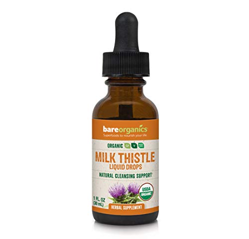 BareOrganics Milk Thistle Seed Liquid Drops, Herbal Supplement, 1 Ounce