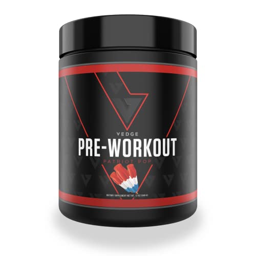 Vedge Nutrition Patriot Pop Pre- Workout | Vegan Pre-Workout | Dairy Free, Soy Free, Non-GMO | Long Lasting Energy, No Crash | Caffeine, Citrulline Malate, Nitric Oxide Booster | 40 Servings