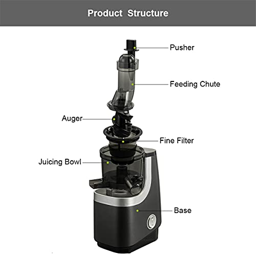 HIZQ Juicer Machine, Slow Masticating Juicer, Wide-Groove Slow Chewing Juicer for High-Nutrient Fruit And Vegetable Juice Cold-Pressed Juicer BPA-Free, Easy To Clean