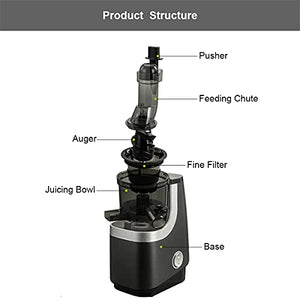 HIZQ Juicer Machine, Slow Masticating Juicer, Wide-Groove Slow Chewing Juicer for High-Nutrient Fruit And Vegetable Juice Cold-Pressed Juicer BPA-Free, Easy To Clean