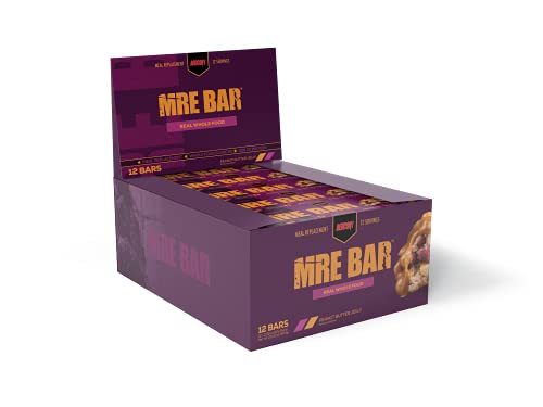 Redcon1 MRE Bar - Meal Replacement Protein Bar (1 Box / 12 Bars), Real Whole Food Sourced Protein, Real Food Taste, 20g Protein (Peanut Butter Jelly)