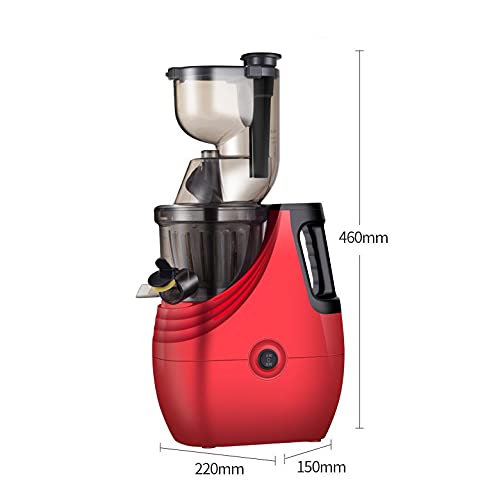 WXLBHD Juicer Vertical Slow Masticating Juice Extractor Compact Design with Automatic Pulp Ejection, Slag Juice Separation Large-caliber Fruit and Vegetable Juicer,150-Watt, Red