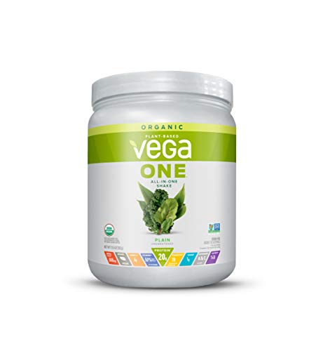 Vega One Organic, Unsweetened, Meal Replacement Protein Powder, Vegan, Plant Based, Superfood, Vitamins, Probiotics, Dairy Free, Gluten Free, Pea Protein for Women and Men, 13.5 Ounces (10 Servings)