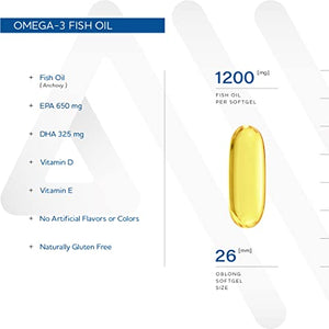 Anew Vita Omega-3 Fish Oil Supplement. Maintains Cardiovascular Health, Healthy Joints, Brain Health. 1300mg. 180 Softgels