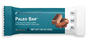 Designs for Health Paleo Bar - Paleo Nutrition Bar with 8g Net Carbs + 10g Protein from Bone Broth Isolate, Hemp + Pumpkin Seed - Dairy-Free + Gluten-Free, Chocolate Flavor (12 Bars)