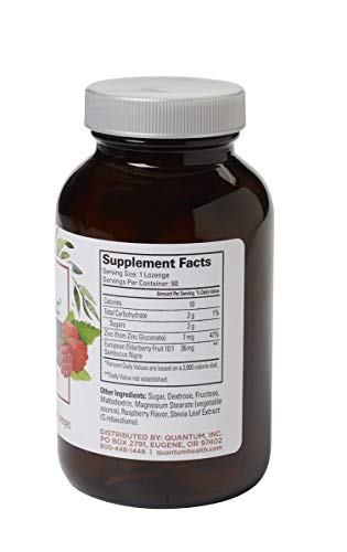 Quantum Health TheraZinc Elderberry Lozenges, Made with Zinc Gluconate for Immune Support, 60 Count
