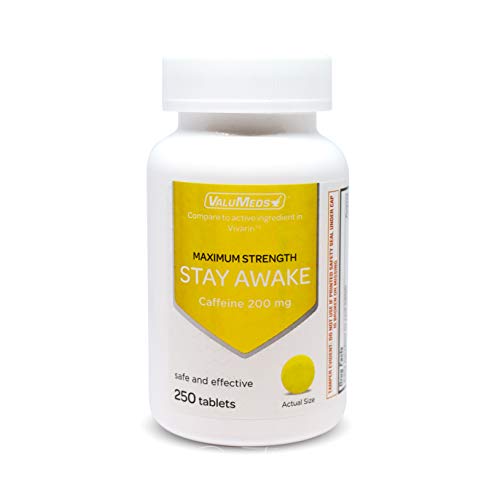 ValuMeds Caffeine Pills (200mg) Fast-Acting Alertness Supplement | Safe, Effective Energy Boost | Restore Clarity, Focus at Home, Work, School | 250 Tablets