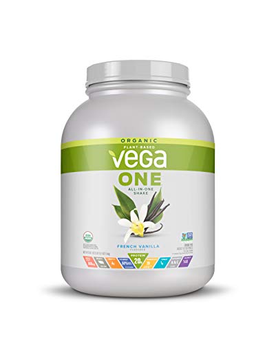 Vega One Organic, French Vanilla, Meal Replacement Protein Powder, Vegan, Plant Based, Superfood, Vitamins, Probiotics, Dairy Free, Gluten Free, Pea Protein for Women and Men, 3.6 Pounds (43 Servings)