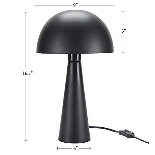 Nourison 17" Mid-Century Modern Black Iron Mushroom Lamp