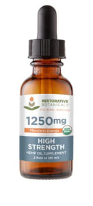 High Strength Hemp Oil for Body & Mind Wellness - 1250mg Mandarin Orange Flavor (2 oz - 120 Servings) Restorative Botanicals - Pain Relief for Weary Muscles & Joints, Healthy Sleep, Mental Clarity