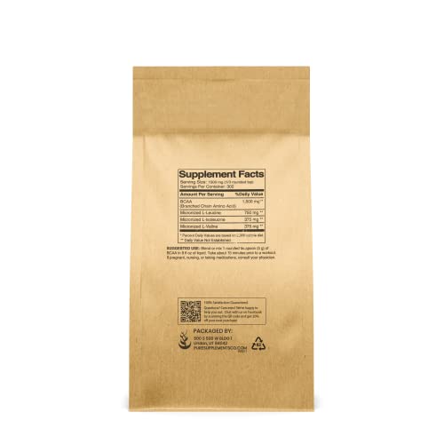 Pure Original Ingredients Unflavored Instantized BCAA (1lb) Powder, Branched Chain Essential Amino Acids, Supplement