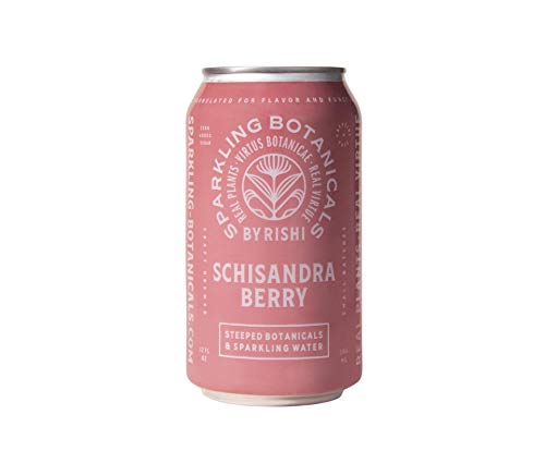 Rishi Tea Schisandra Berry Sparkling Botanicals Sparkling Water - Organic, Unsweetened, Zero Added Sugar, Caffeine Free, Real Plants, Virtus Botanicals - 12 oz (Pack of 12)