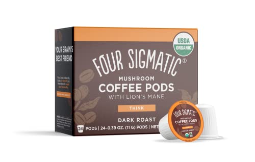 Four Sigmatic Mushroom Coffee K-Cups, Organic and Fair Trade Coffee with Lions Mane, Chaga, & Mushroom Powder, Focus & Immune Support, 24 Count