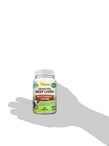 Grass Fed Beef Liver (Desiccated) - 180 Capsules - Argentine Pasture-Raised Beef Liver Pills - 3000mg Supplement Powder Per Serving - Natural Iron, B12, Vitamin A for Energy - Non-GMO