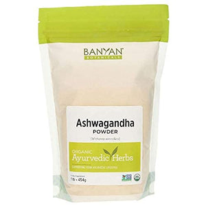 Banyan Botanicals Organic Ashwagandha Powder – Withania somnifera – for Healthy Adrenals & Immune System, Stress Relief, Strength, Balanced Mood & More* – 1lb. – Non-GMO Sustainably Sourced Vegan