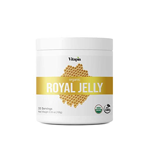 Vitapia Organic Royal Jelly Powder - High in Nutrients & Antioxidants, Anti-Inflammatory, Heart Health, Skin Health and Immune Support - 30 Day Supply - Non GMO & Gluten Free
