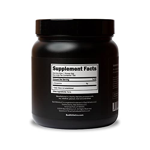 Bad Athletics L-Glutamine Powder 5000mg | Immune and Intestinal Supplement | 100 Servings