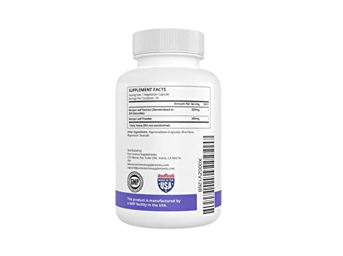 Pure Science Bacopa Monnieri Extract 600mg (S.E. 50% Bacosides 320mg & Bacopa Monnieri Powder 280mg) – Improves Memory and Attention, Promotes Relaxation - Non Gluten - 50 Vegetarian Capsules