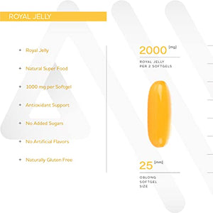 Anew Vita Royal Jelly Supplement. Nutrient Rich Superfood. Gut & Immune System Support. 2000mg. 180 Softgels