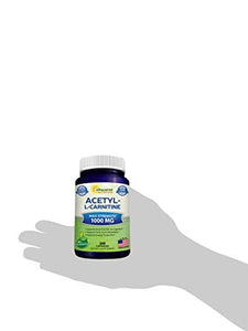 Acetyl L-Carnitine 1000mg Max Strength - 200 Veggie Capsules - High Dosage Acetyl L Carnitine HCL (ALCAR) Supplement Pills to Support Pure Energy, Brain Function & Fatty Acid