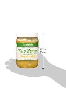 Stakich Royal Jelly Enriched Raw Honey - Pure, Unprocessed, Unheated - 40 Ounce