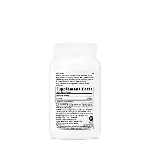 GNC L-Arginine Capsules 1000mg, 90 Capsules, Increases Nitric Oxide Productioin