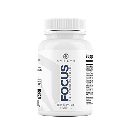 SVELTE Focus Brain Booster | Nootropic Supplement for Men & Women | Memory, Mind & Focus Enhancer for Concentration, Energy & Stress Relief | 60 Pills with L Tyrosine, GABA, Bacopa Extract, & Choline