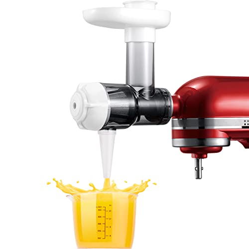 Slow Juicer Attachment for KitchenAid Stand Mixers Replacement, Masticating Juicer Accessories for All Kitchen Aid Mixers by Aikeec, Cold Pressed Juicer Parts, Great for Fruits and Vegetables, White