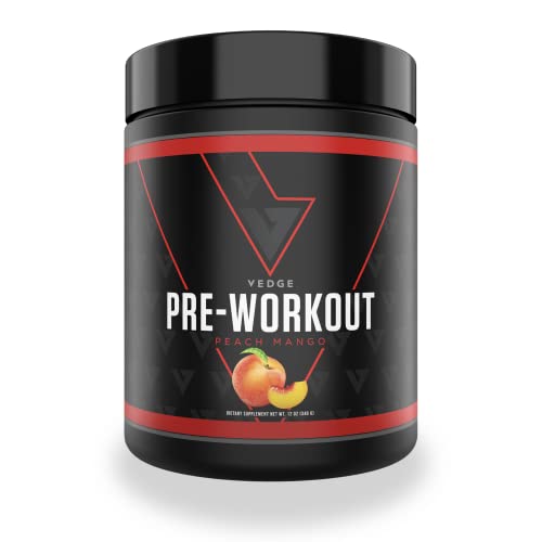 Vedge Nutrition Peach Mango Pre-Workout | Vegan Pre-Workout | Dairy Free, Soy Free, Non-GMO | Long Lasting Energy, No Crash | Caffeine, Citrulline Malate, Nitric Oxide Booster | 40 Servings