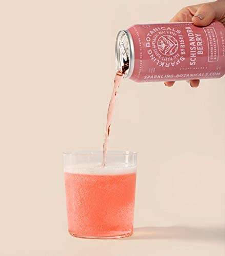 Rishi Tea Schisandra Berry Sparkling Botanicals Sparkling Water - Organic, Unsweetened, Zero Added Sugar, Caffeine Free, Real Plants, Virtus Botanicals - 12 oz (Pack of 12)