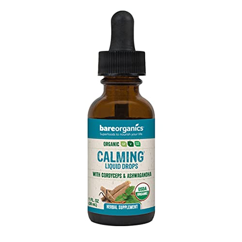 BareOrganics Calming Liquid Drops, Herbal Supplement, 1 Ounce