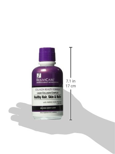 Rejuvicare Liquid Collagen Beauty Formula with Amino Acids, Protein and Biotin, Delicious Grape Flavor, Purple 16 oz ,32 servings
