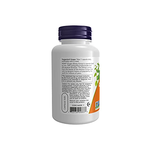 NOW Supplements, Ginkgo Biloba 120 mg, Double Strength, Non-GMO Project Verified, 100 Veg Capsules