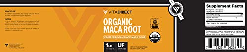 VitaDirect Organic Maca Root Powder - 90 Servings, 5g per Serving