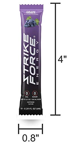 Strike Force Energy Drink Mix - Grape Flavor - Natural Tasting Caffeine Drink - Turn Any Drink into a Healthy Energy Drink - Zero Calories, Keto Friendly, Sugar Free, Pre Workout (10 Liquid Packs)