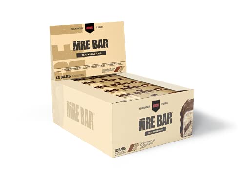 Redcon1 MRE Bar - Meal Replacement Protein Bar (1 Box / 12 Bars), Real Whole Food Sourced Protein, Real Food Taste, 20g Protein (Chocolate Chip Cookie Dough)