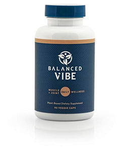 Balanced Vibe Muscle + Joint Herbal Supplement - Made with Proprietary Blend of Organic Turmeric Curcumin, Resveratrol, Frankincense, Boswellia, Grapeseed, Rosemary - 90 Caps