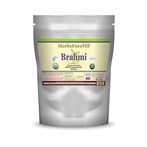 Brahmi Powder (NIR Brahmi) Leaves & Whole Plant (Bacopa Monnieri) (Ayurvedic Formulation) (Certified Organic from Natural Habitat) 16 Oz, 454 GMS, 2X (Optimum Potency)