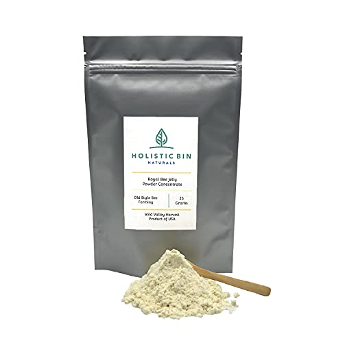 Royal Jelly Powder by Holistic Bin - 3X Concentration (25 Servings) Naturally Sourced from USA | Rich in Proteins (Collagen), Amino Acids, Probiotics, Natural Superfood
