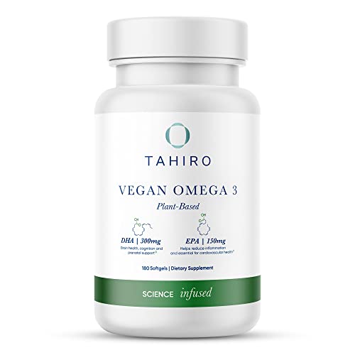 Tahiro Vegan Omega-3 Softgels. Serving Size 1000mg Includes DPA , DHA & EPA Plant Based Supplement. Nutrients for Men, Women, Kids, and Pregnant Women.